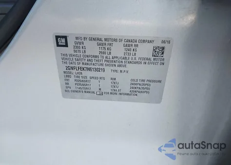 2017 Chevrolet Equinox Lt from USA, damaged, VIN 2GNFLFEK7H6130219